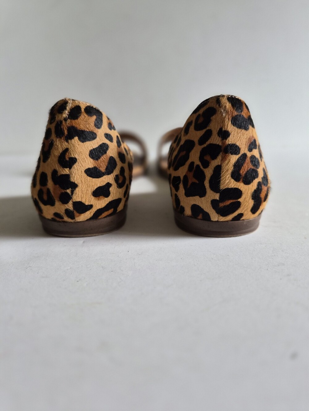 J.Crew Morgan Leopard Calf Hair Peep Toe Flats Size 9.5 Brown Tan Animal Print - Picture 5 of 16